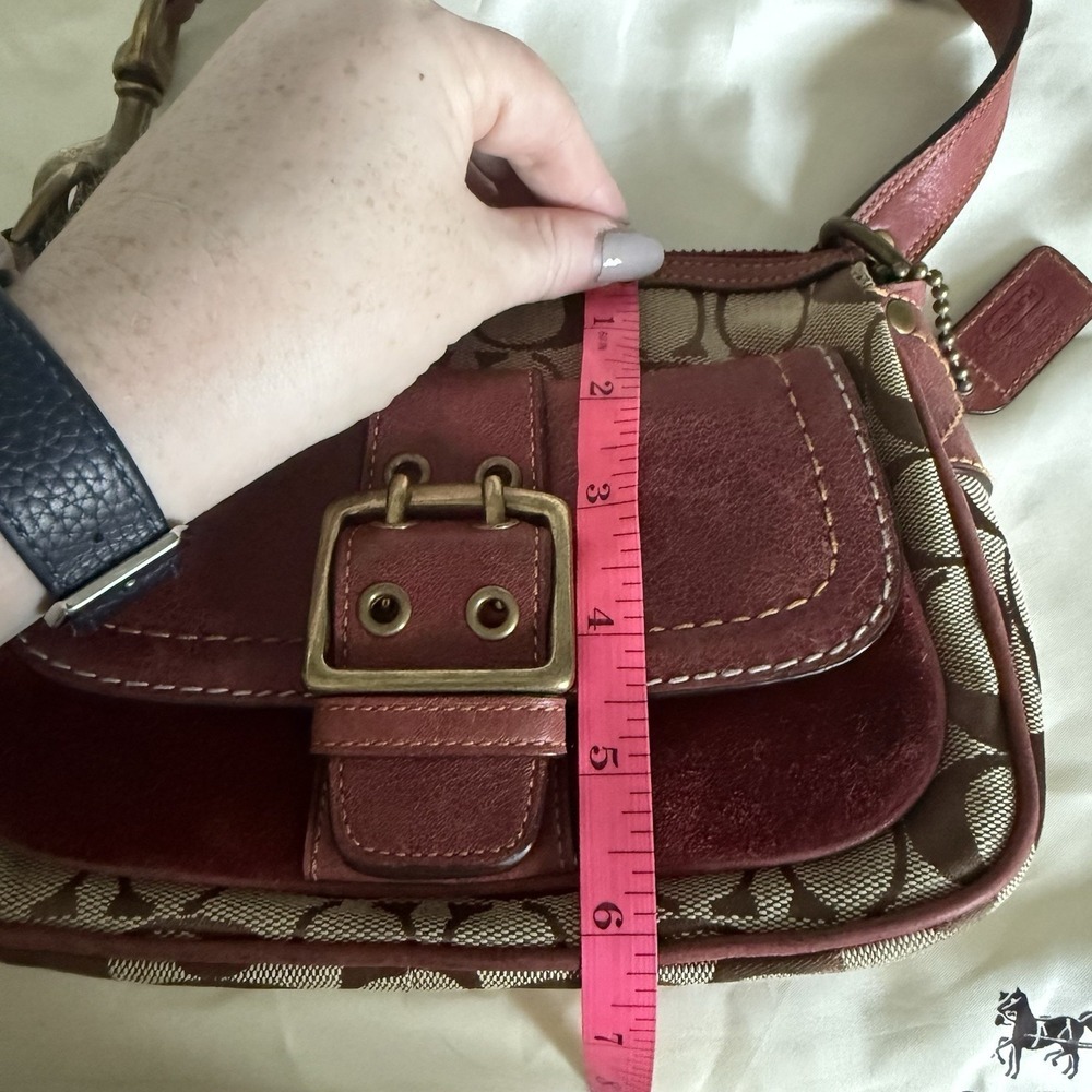 VTG Coach Special Edition 2004 Fall Shoulder Bag Purse Brown and Burgandy Y2K - Picture 15 of 16